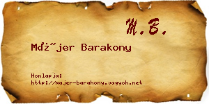 Májer Barakony névjegykártya